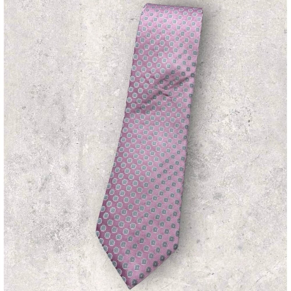 NEW BROOKS BROTHERS Silk Tie USA Pink Blue Silver Geometric W:3.5"